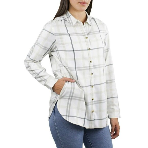 NWT Jachs Girlfriend Women's' Super Soft Flannel Side Pockets Button Front Shirt - Picture 2 of 5